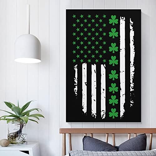 Денят на Св. Патрик Ирландски Американски Флаг Печатна Живопис Стенно Изкуство Вертикално Подвесное Художествено Произведение на Съвременната Картина за Декорац