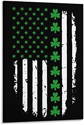 Денят на Св. Патрик Ирландски Американски Флаг Печатна Живопис Стенно Изкуство Вертикално Подвесное Художествено Произведение