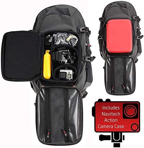 Раница за екшън камери Navitech и Червен калъф за съхранение с вградено нагрудным колан - е Съвместим със спортна екшън камера APEMAN
