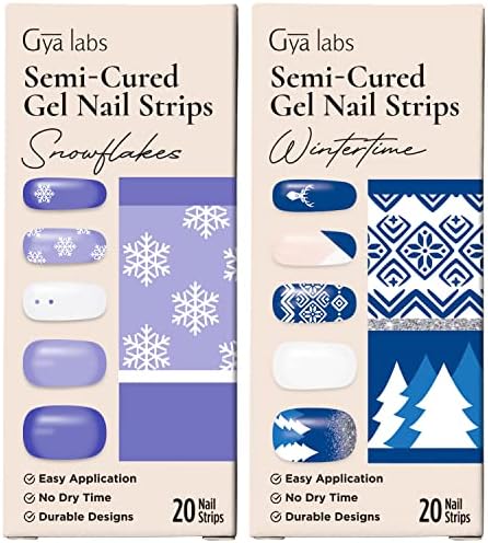Комплект стикери за нокти Gya Labs - Трайни нокти за жени - Ленти за нокти с Наполовина отвержденным гел (20 бр) - Набор