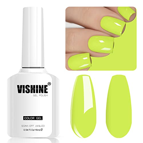 Vishine Неонов Цвят Гел-Лак За нокти, 16 мл Наелектризиращ Неоновите Лимон-основни вар Зелена Крем-Гел За Нокти Soak