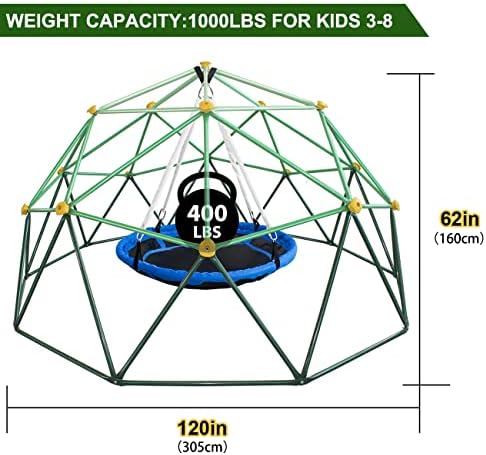 Център за игра JYGOPLA 10 фута Геометричен Dome Climber, устойчиви на корозия и uv радиация, който Поддържа 1000 паунда,