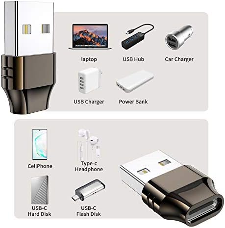 USB Адаптер C за свързване към USB конектора, (2 комплекта) Кабела на зарядното устройство Type C за свързване към USB A, Преобразувател на мощност за iPhone 11 12 13 14 Pro Max Samsung Galaxy S2
