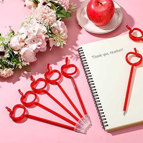 Подарък за Благодарност Учител Apple Химикалка дръжка във формата на Ябълка 0,5 мм, Черно Мастило, Червени Дръжки, Обемни Забавни Сладки Химикалки за Писане за Момичет?