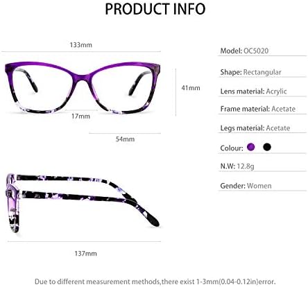 OCCI CHIARI Прогресивни очила за четене за жени Light Blue Readers (1,0 1,5 2,0 2,5 3,0 3,5)