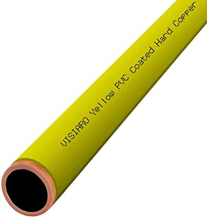 Тръба от твърди медни Visiaro жълт цвят с PVC покритие, 1 м, Външен диаметър 3/8 инча, Дебелината на стената на 16 мм,