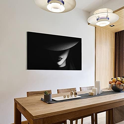 16x24 инча (40x60 cm) Платно Абстрактна Живопис Черно-Бяла Модерна Художествена Живопис Дамски Стенни Художествена Живопис