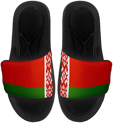 Най-добрите сандали ExpressItBest с мека Подплата /Пързалки за мъже, Жени и младежи - Флаг на Беларус (Беларус) - Belarus