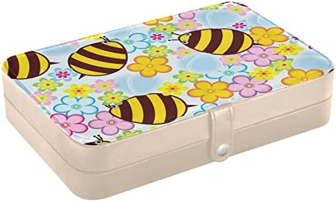 innewgogo Медоносните Пчели Малък Ковчег за Бижута, Изкуствена Кожа Бижутериен Органайзер Пътен Калъф За Съхранение на Бижута за Подаръци