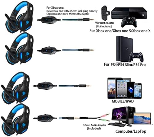 Детска слушалки Stynice за PC, PS4, Xbox One, лаптоп, с кристално Чистия съраунд Звук, Компютърната игрална Слушалки с микрофон с шумопотискане и led подсветка - Леки и удобни сл
