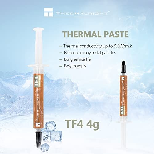 Термопаста Thermalright TF4 4g Състав на радиатора 14 W / кв. м-1,5 g, с висока якост, за всички радиатори процесорни охладители, с инструмент за нанасяне (TF4 4g)