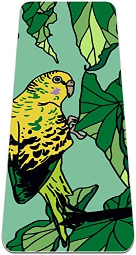 Siebzeh Синьо-жълто вълнисто папагал с листа от тропически палми Премиум-клас, по-дебела подложка за йога, в екологично Чист Гумена подложка за здраве и фитнес, несколь
