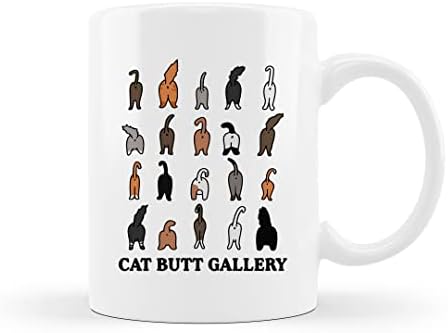 QUICQOD Смешно най-Добрите Подаръци за Деца, Момичета, Жени, Котки, Майки, Любители на Котки - Cat-Butt Gallery Бяла