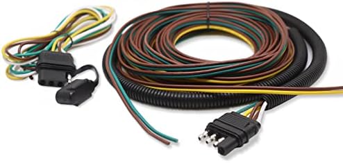 Удължителен кабел на проводници на ремаркето CARROFIX с 4 контакти - 25 Фута 4-Лентов Плосък Колан, тел ремарке за светлини