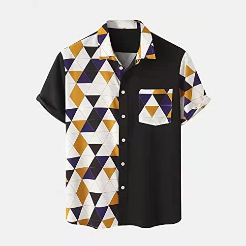 RbCulf/Мъжки Хавайски Ризи с Цветен Модел и Плажни Шорти, комплект от 2 теми, Модерна Блуза с Отложным яка и Къс Ръкав,