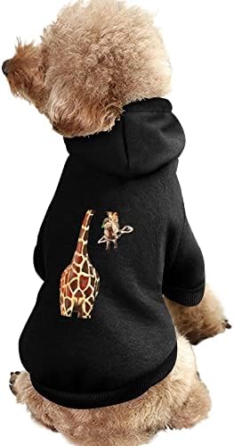 Качулка за кучета с Жирафа, Дрехи за домашни любимци, Пуловер с Шапка, Hoody с Качулка, Забавен Принт за Малки Кучета
