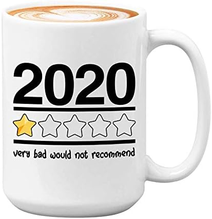 Кафеена чаша Bubble Hugs 15 унции - 2022 Много Зле, Не Бих Препоръчал - Забавен Рейтинг Звезди Новост за Жени, Мъже