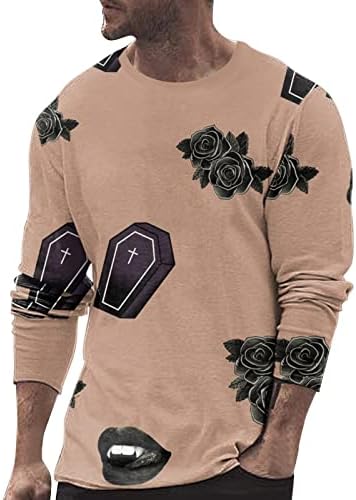 Мъжки 3D Цифрови Тениски на Хелоуин, Мъжки Пуловер с кръгло деколте на Хелоуин, Приталенные Тениски с принтом 3D Странна