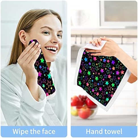 Комплект кърпички за миене на съдове ALAZA Bright Neon Stars - Опаковка от 6 Памучни Кърпички за лице, е добре Абсорбиращи и мека на допир хавлиени Кърпи за пръстите (226cr8g)