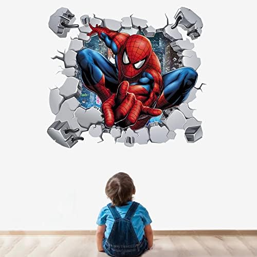 Karomenic Супергерой спайдър-Стикер на стената Спайдърмен - 23 инча x 21 инча Детска Тематична Стикер на Стената за Детска Стая