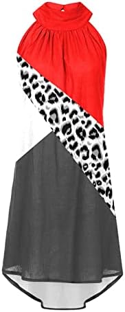 Летни рокли за жените 2023, Ежедневното един Коктейл Рокля Midi в стил Бохо Без Ръкави с Копчета с Високо воротом и Цветен