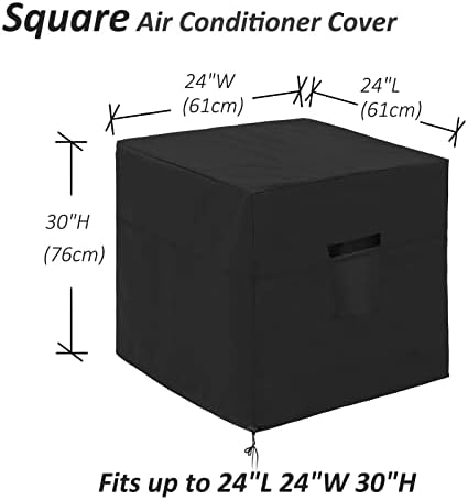 Зимна кутията на климатика Ailelan, 24-Инчовата покриване на променлив ток за външното тяло, Ветрозащитная и водоустойчив, Гъвкав капак ac 420D с Размер до 24 x 24 x 30 см, Черна,