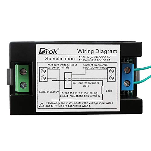 Измерване на променлив ток DROK, Променлив ток 80-300 В 100А Напрежение, Ток фактор на Мощността, Честота, Монитор на