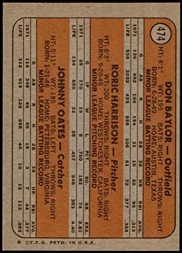 1972 Topps # 474 Начинаещи Ориолс Дон Бэйлор / Рорик Харисън / Джони Оутс Балтимор Ориолс (бейзболна картичка) NM/MT Ориолс