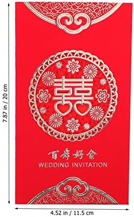 BESTOYARD 10 бр. Китайски Покани Картички за Сватба с Пискюл в Китайски Стил с Червени Думи Традиционен Набор от Безплатни