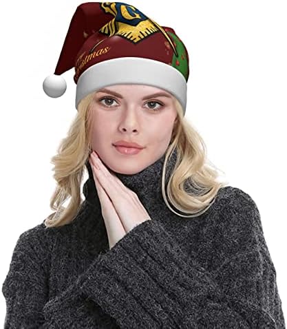 Масонская забавно плюшен шапка на дядо коледа за възрастни, Коледна шапка за жени и мъже, празнична коледна шапка