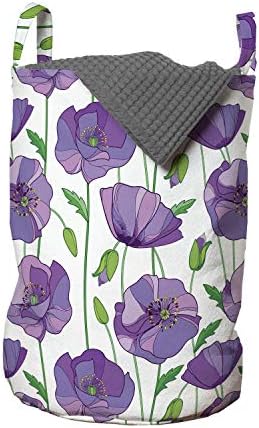 Чанта за дрехи Ambesonne Poppy Flower, Илюстрирани с Пъпки и пъпки от Пролетта растения със Зелени листа, Градинско изкуство,