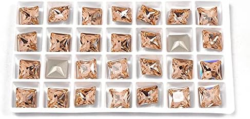 NAILKING Високи Ноктите Планински Кристал, Лейтенант Прасковен Цвят Квадратна Форма Популярни Стъклени Кристали за 3D Дизайн на ноктите Скъпоценни Камъни