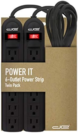 Мрежов филтър Digital Energy 2-Pack Power Strip 450J на 6 Контакти с 3-Футовым удлинителем (черен)