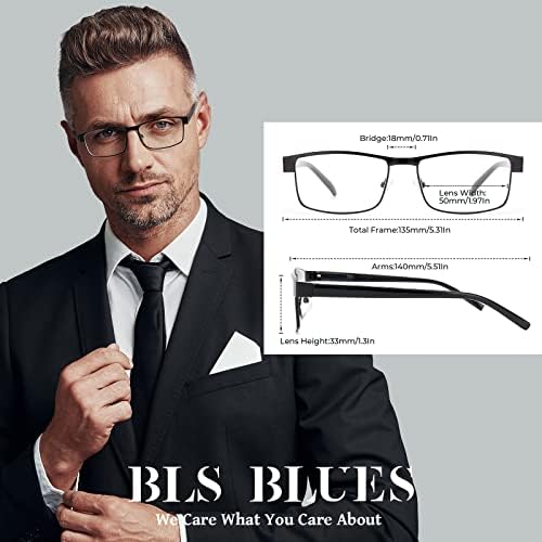 Очила за четене за Мъже, Блокиране на Синя Светлина, Метални Очила за четене, От напрежението за очите/Мигрена, Компютърни Очила, 5 Опаковки/Меки Седалките