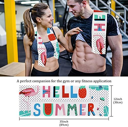 Кърпи за фитнес и фитнес зала на 2 опаковки за тренировки - Меки, Леки, бързо съхнещи Hello Summer Tropical Flamingos