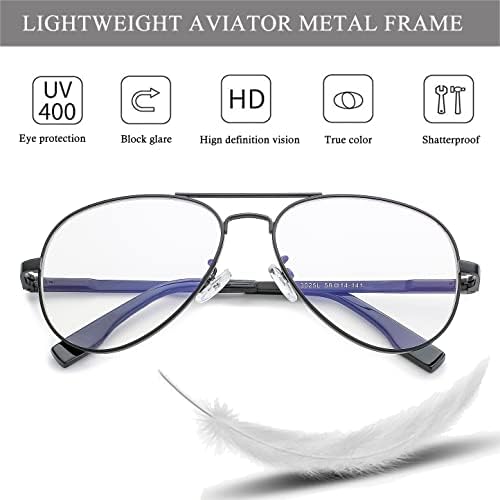 HJSTES Прозрачни Лещи на Очила-Авиатори Синя Светлина за Жени, Мъже Класически Рамки Пилот Без рецепта Очила