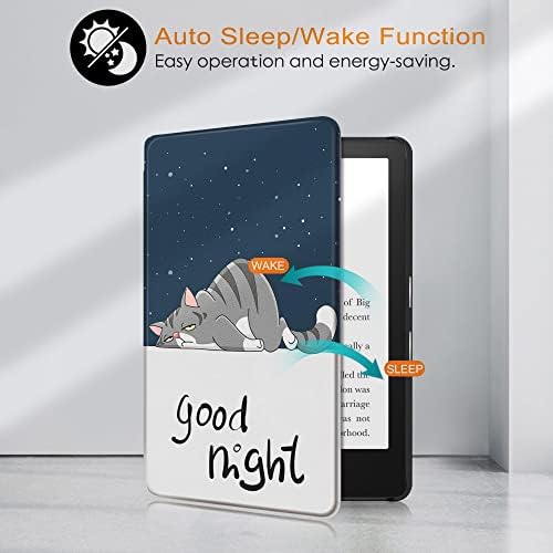 Текстилен калъф само за новия Kindle 10th Генерал 2019 година на издаване - Най-тънкият и лек smart-калъф с функция за автоматично събуждане/сън - Поддържа адсорбция на задния