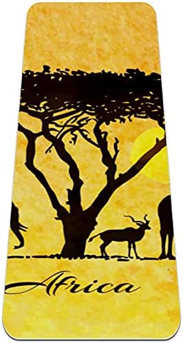 Жълто-дебела подложка за йога с силует африканско животно Премиум-клас, в екологично Чист Гумена подложка за здраве и