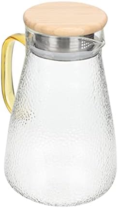 Cabilock Бутилка за студена вода Стъклена Кана с Капак в Хладилника Кана Кана за Студена Вода Стъклени Напитки Офис Вино
