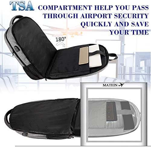 Раница за лаптоп MATEIN 17 инча, Голяма раница TSA за пътуване и бизнес с USB порт за зарядно устройство, Органайзер