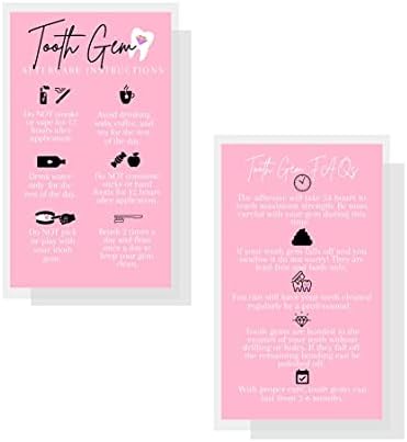 Карти с инструкции за грижа за зубным камък | 50 Опаковки | Размер на визитка 2x3,5 инча | Дизайн розова картичка