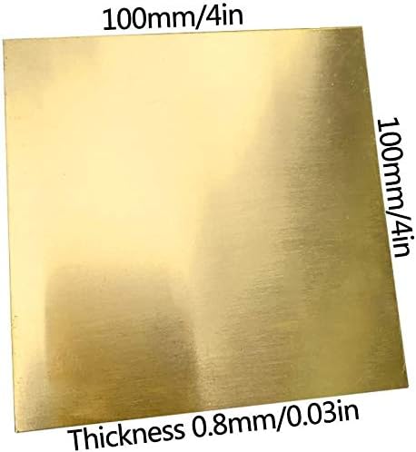 YUESFZ Месинг лист Латунная Лист плоча, Подходяща Медни листове за ремонт на Diy от чиста Медна ламарина, фолио (Цвят: 100x100x0,8 мм)