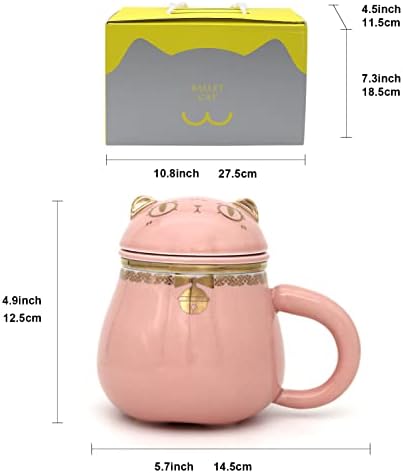 Керамична Чаша за чай с приготвяне на чай и капак, Чаена Чаша със сладък Котка и Фарфоровым филтър, Изискан Комплект