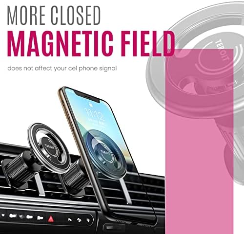 За определяне на TEROIT MagSafe за iPhone - Силен магнитен държач за мобилен телефон с въртяща се на 360 ° за вентилация панели на автомобила - Закрепване за мобилен телефон с у?