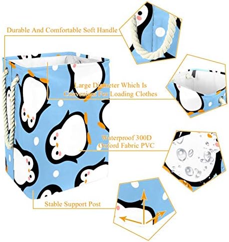 Inhomer Сладък Карикатура Пингвин 300D Оксфорд PVC, Водоустойчив Кошница За Дрехи, Голяма Кошница за Дрехи за Одеяла Дрехи Играчки в Спалнята