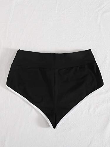 Дамски къси панталони ADOORO, спортни къси панталони, контрастиращи плетени (Цвят: Черен Размер: X-Large)
