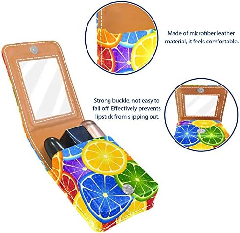 Нещо Червило С Огледало Дъга Оранжев Блясък За Устни, Червило Кутия За Съхранение На Притежателя На Преносим Пътуване