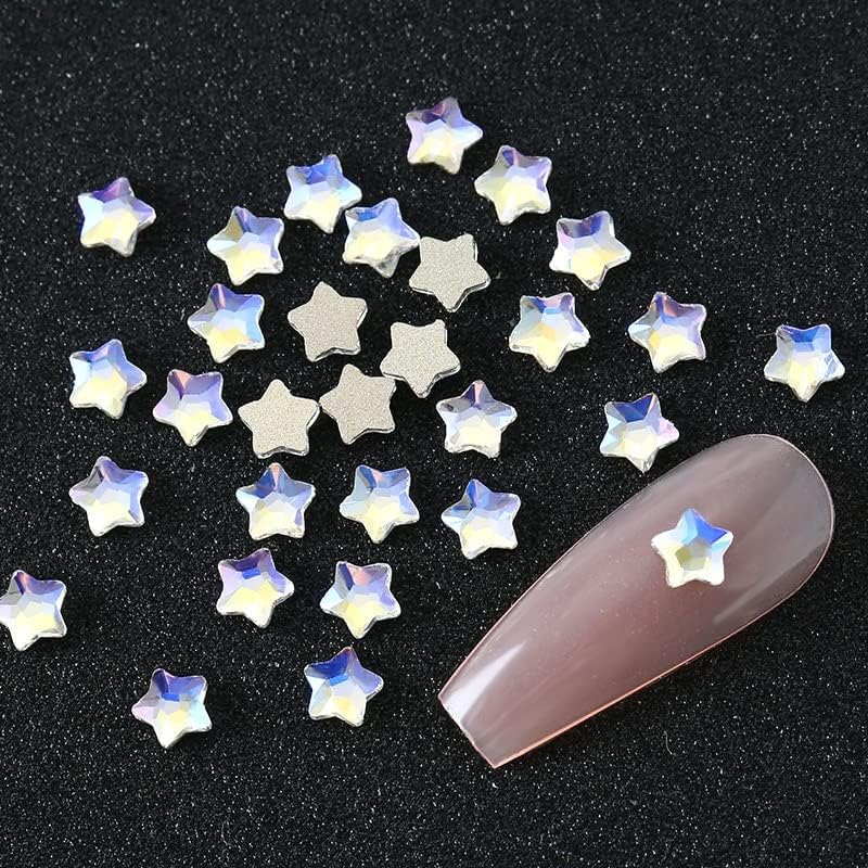 4 мм Фантазийная Звезда, Флуоресцентни Необичайни и Кристали, с фиксирана облегалка, Полихромный Камък във формата на