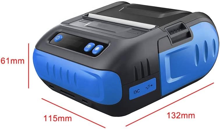XWWDP Bluetooth 80 ММ Термальность 3 Инча Издател Разписка Мобилен Преносим принтер за Директен принтер получаване на баркод (Цвят: черен, размер: 115*61 * 132 мм)