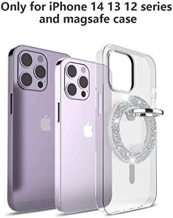 Магнитен държач за пръстени телефон MagSafe, Поставка за пръстени на палеца с магнитна писалка DATIMIRA Glitter, Съвместим с iPhone 14 Plus 13 12 Pro, Pro Max, Mini, Аксесоари Mag Safe, Сребрист